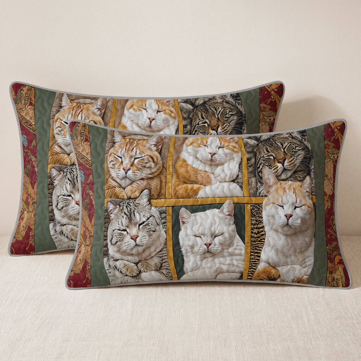 Shineful Quilt 3-Piece Set Sleepy Cats