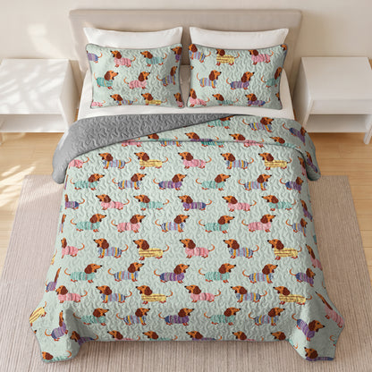 Shineful Quilt 3-Piece Set Colorful Dachshunds
