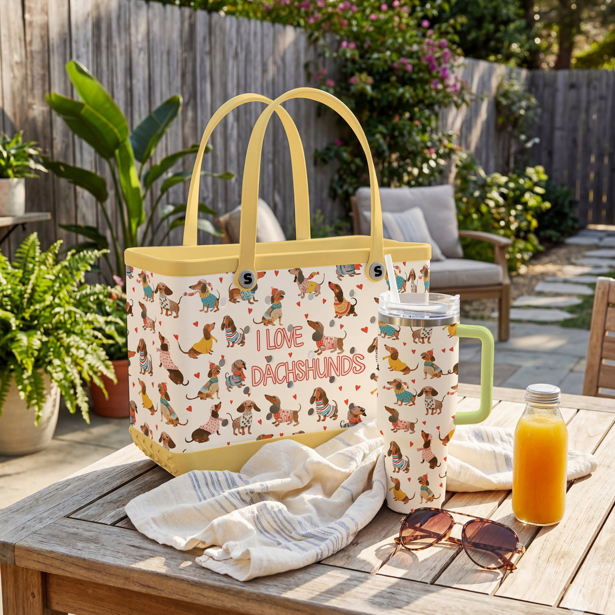 Shineful Bundle Beach Bag And Tumbler Dachshund Fashion Wiener