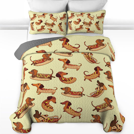 Shineful All Season Quilt 3-Piece Set Sweet Dachshund