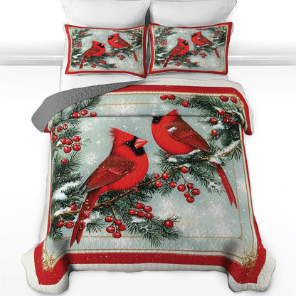 Shineful All Season Quilt 3-Piece Set Christmas Cardinal