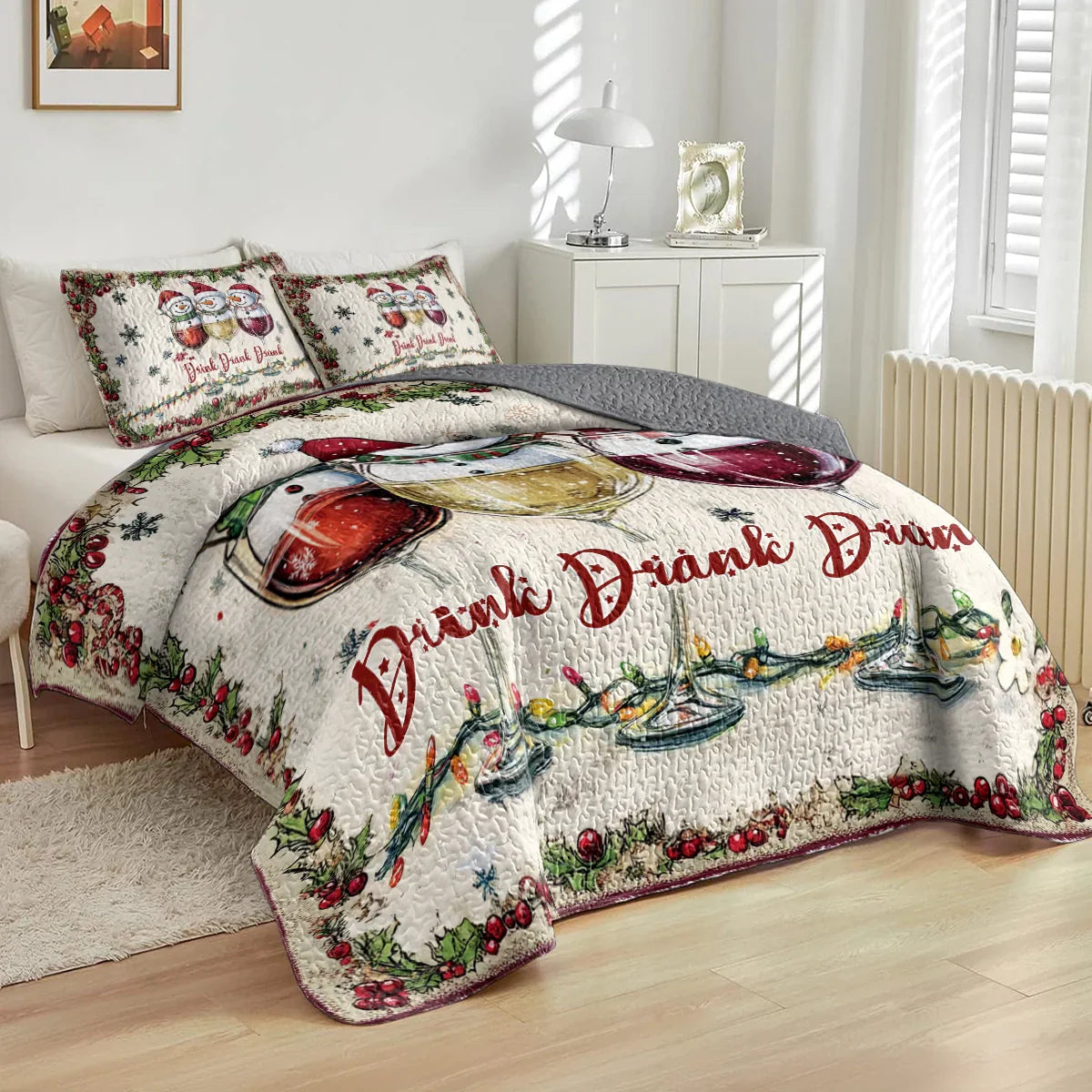 Shineful All Season Quilt 3-Piece Set - Cozy Christmas Vineyard