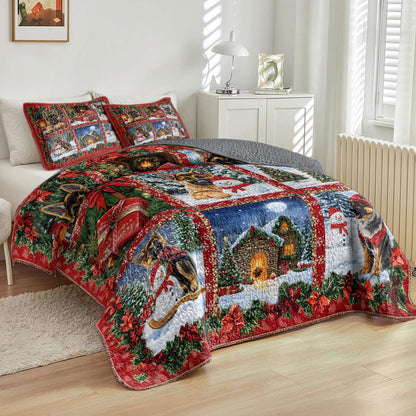 Shineful All Season Quilt 3-Piece Set Holiday Paws
