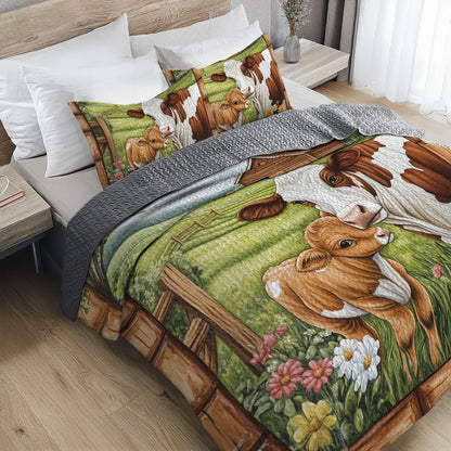 Shineful All Season Quilt 3-Piece Set Mother Cow and Calf