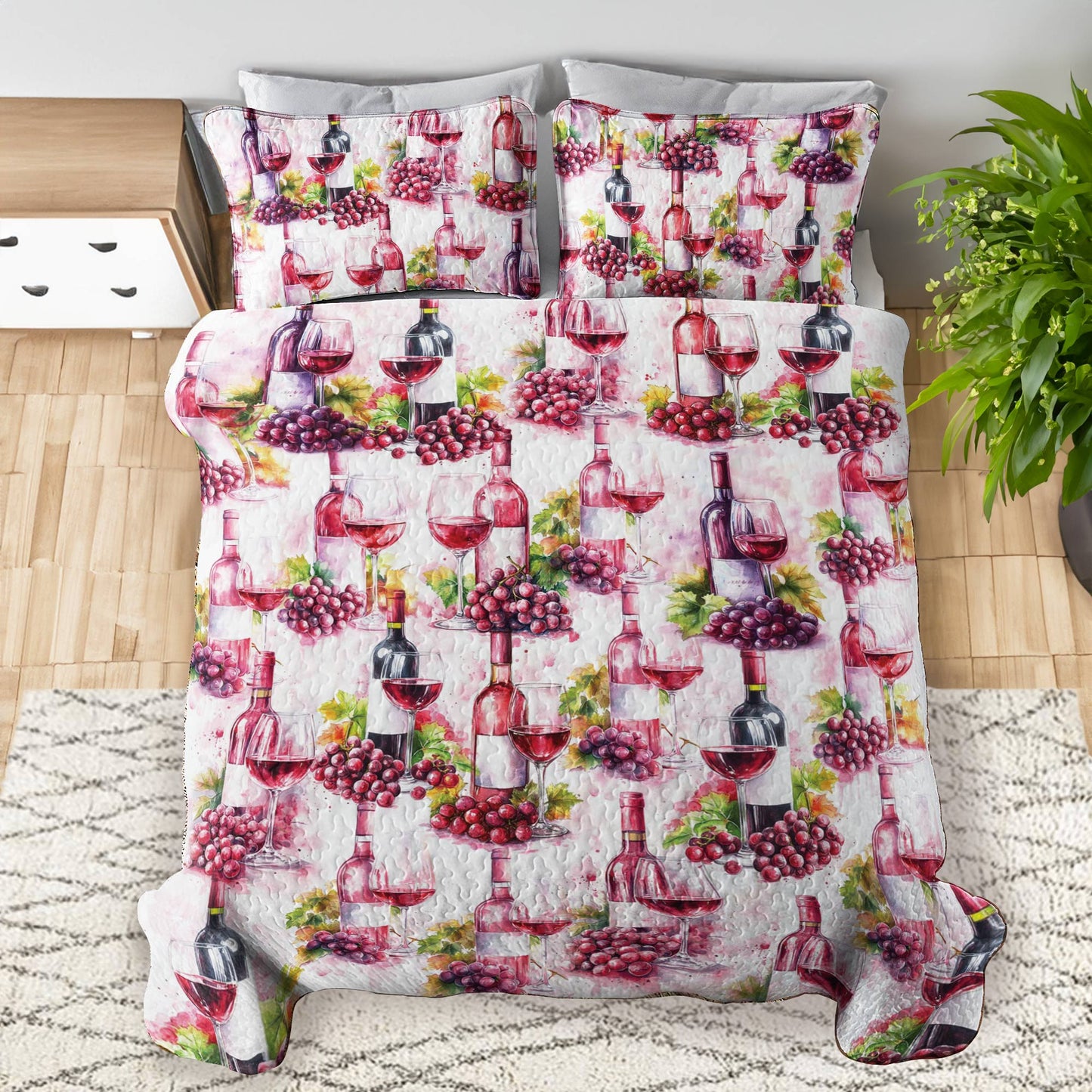 Shineful All Season Quilt 3-Piece Set Grape & Wine Bliss