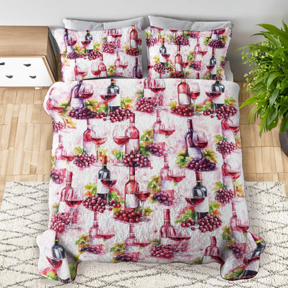 Shineful All Season Quilt 3-Piece Set Grape & Wine Bliss