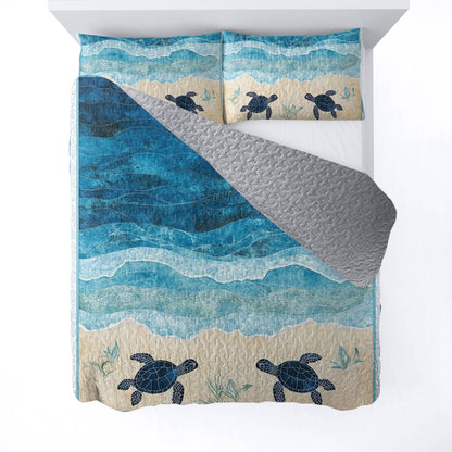 Shineful All Season Quilt 3-Piece Set Ocean Waves
