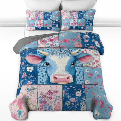 Shineful All Season Quilt 3-Piece Set - Blooming Cow Floral