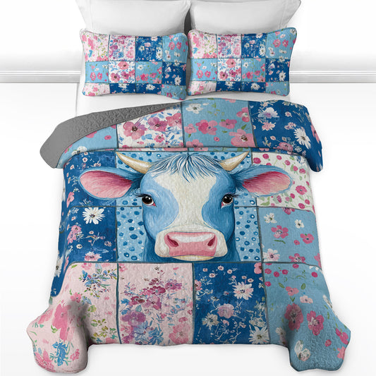 Shineful All Season Quilt 3-Piece Set - Blooming Cow Floral