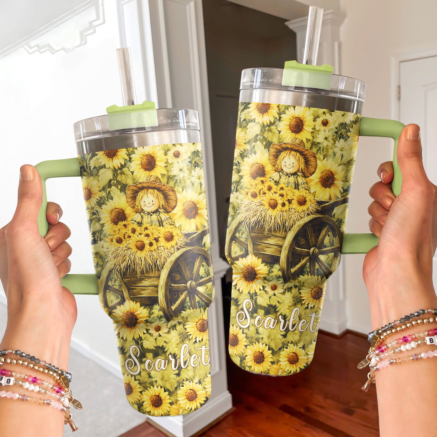 Shineful Tumbler Personalized Scarecrow Sunflower