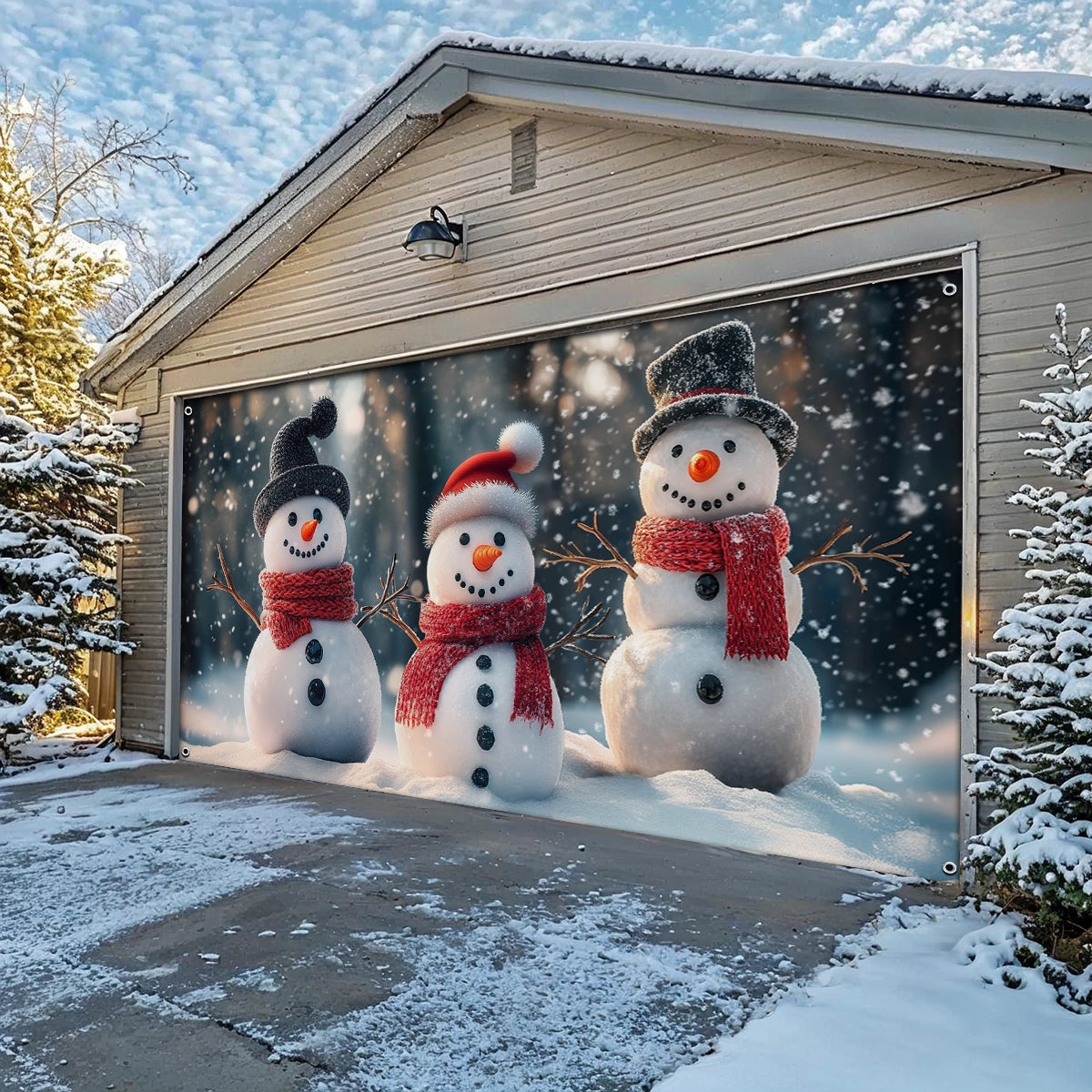 Shineful Garage Door Banner Decoration - Christmas Joy with Snowmen
