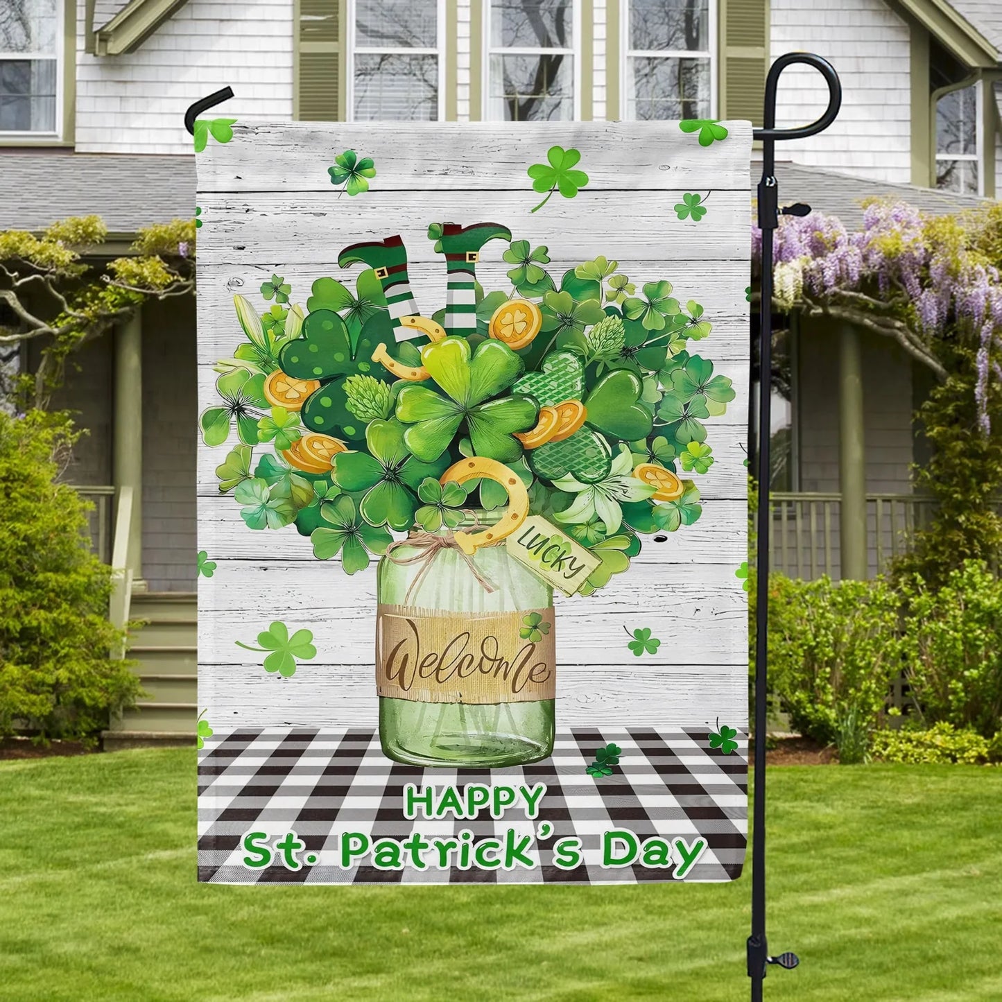 Shineful Gargen Flag 12" x 18" - Rustic Shamrock