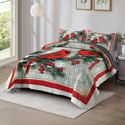 Shineful All Season Quilt 3-Piece Set Christmas Cardinal