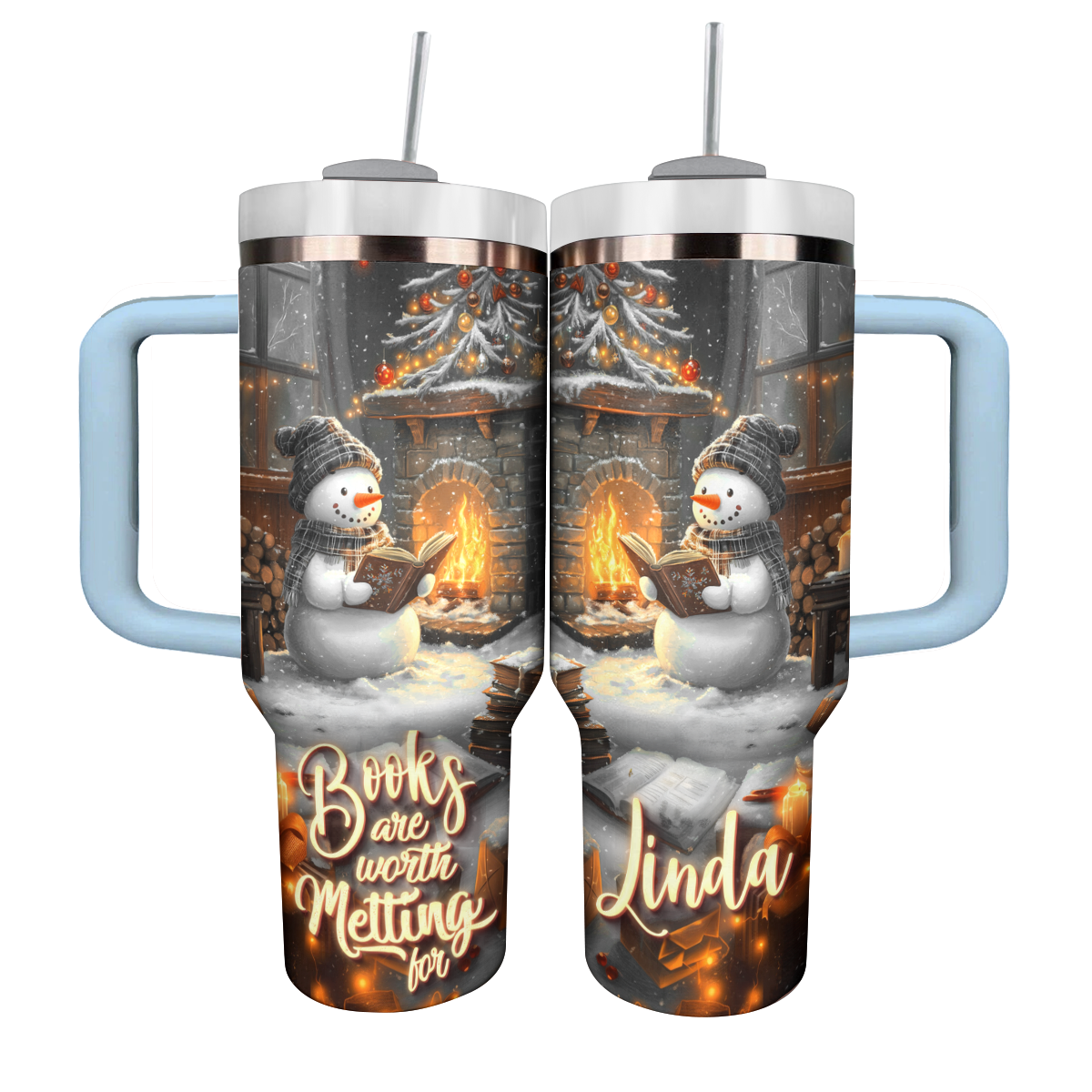 Shineful Personalized Tumbler Snowman Books Are Worth Melting For
