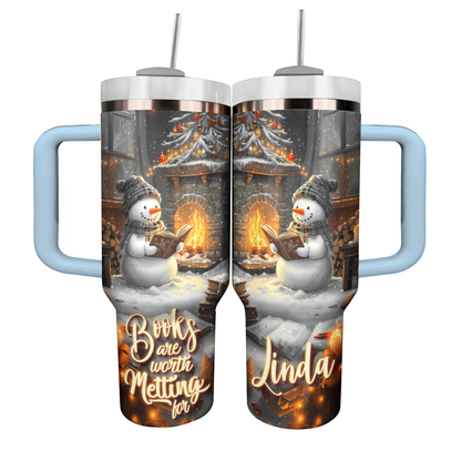 Shineful Personalized Tumbler Snowman Books Are Worth Melting For