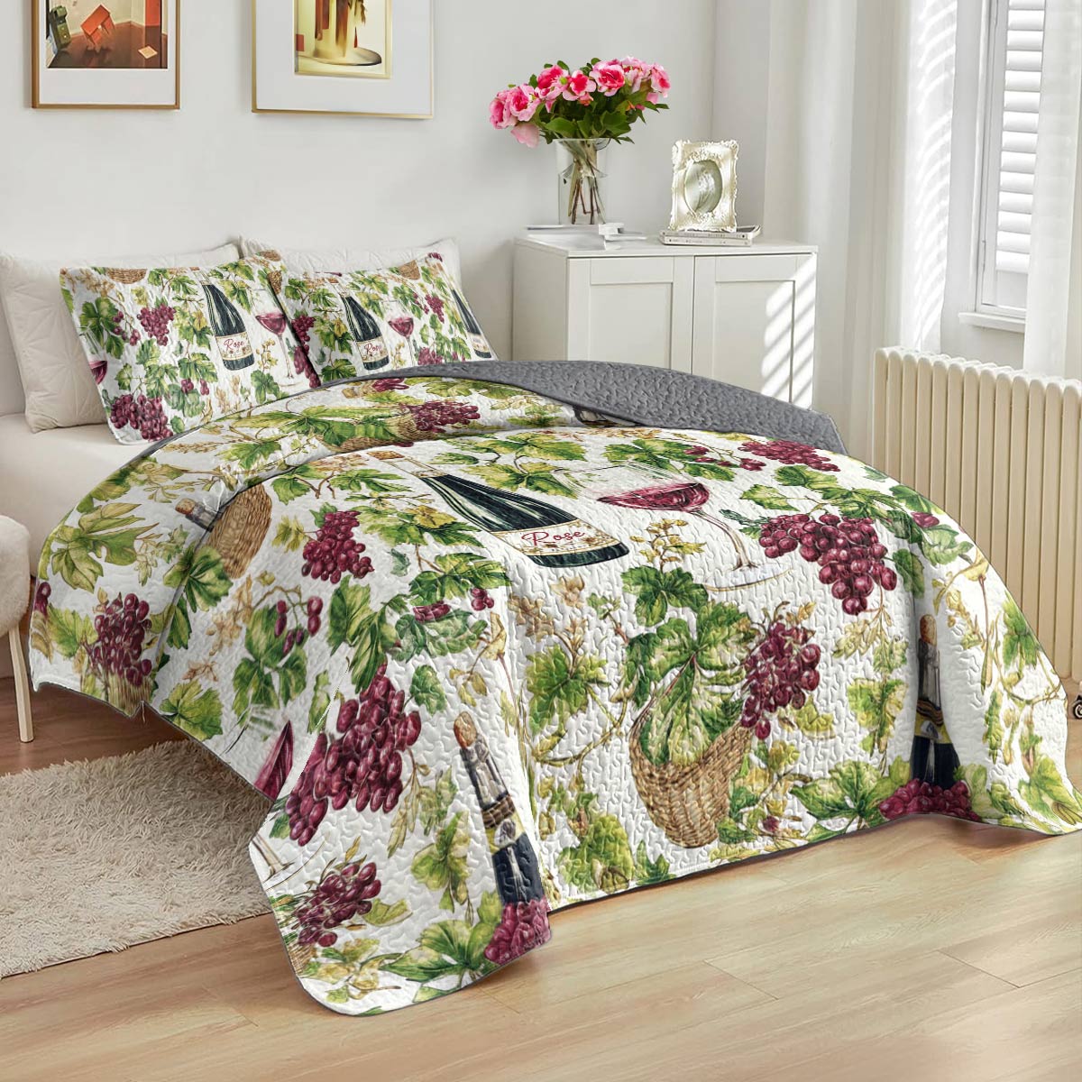 Shineful All Season Quilt 3-Piece Set Rosé Vines