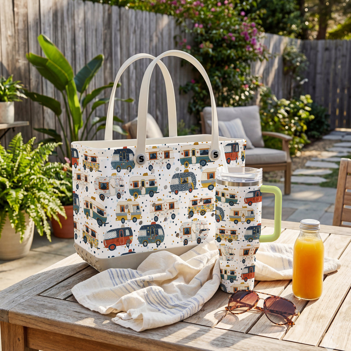 Shineful Bundle Beach Bag And Tumbler Vintage Camper