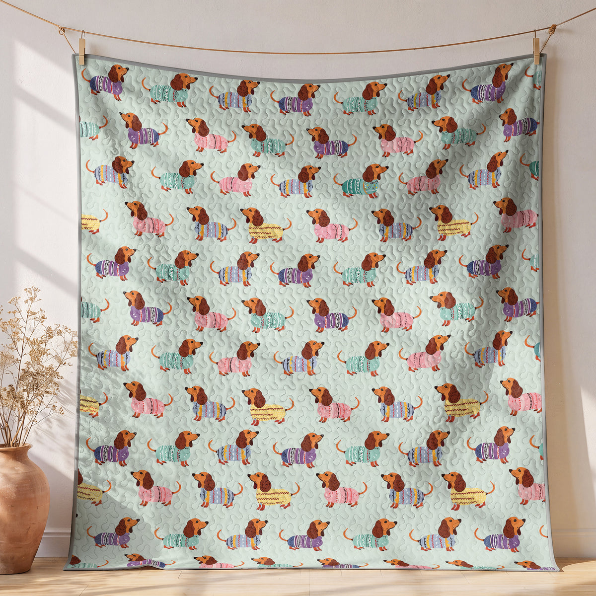 Shineful Quilt 3-Piece Set Colorful Dachshunds