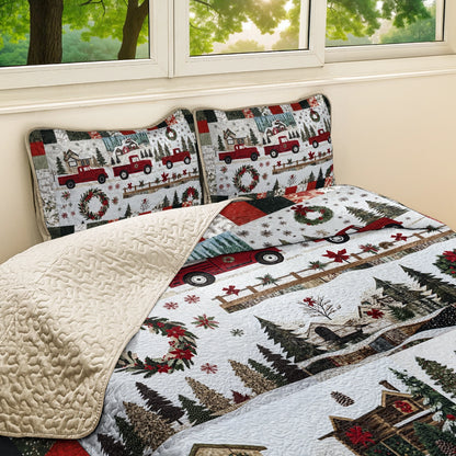 Shineful All Season Quilt 3-Piece Set Christmas Country Truck