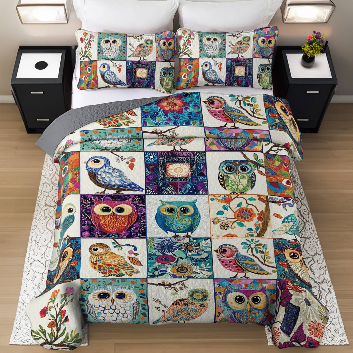 Shineful All Season Quilt 3-Piece Set Owllife