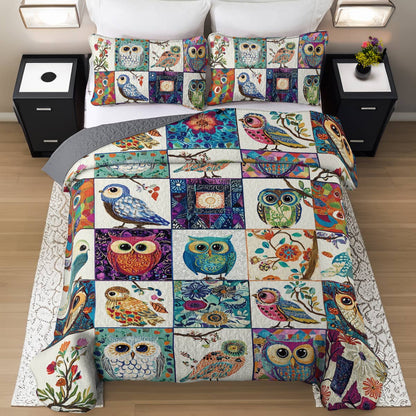Shineful All Season Quilt 3-Piece Set Owllife