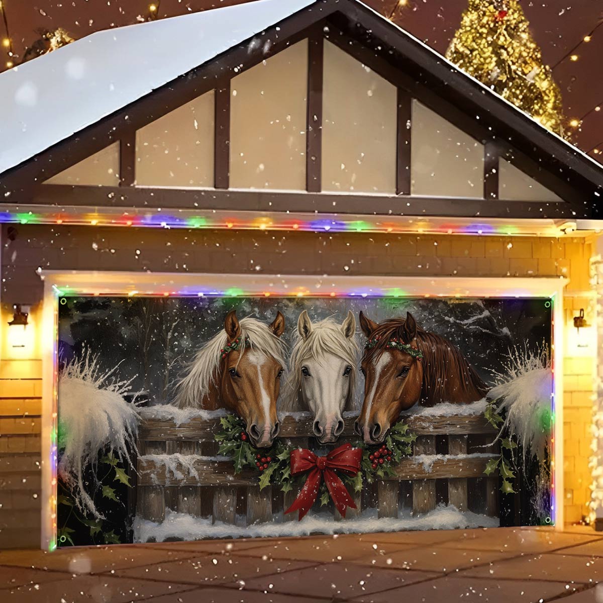 Shineful Garage Door Banner Decoration Festive Equestrian Harmony