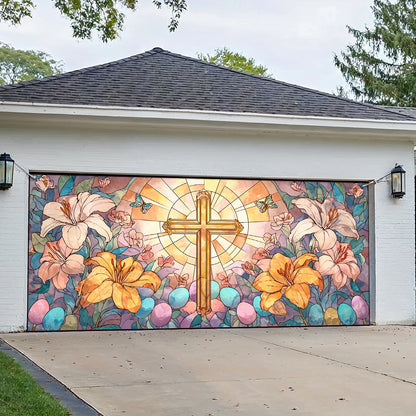 Shineful Garage Door Banner Decoration Easter Radiant Cross