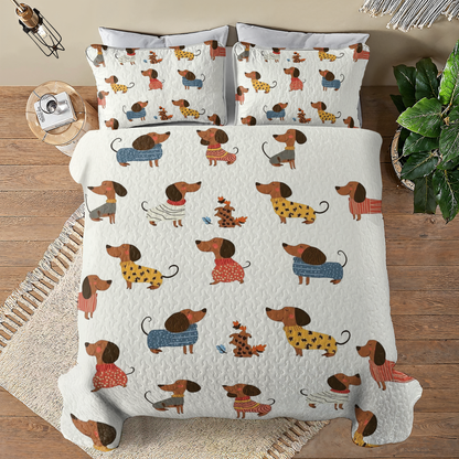 Shineful All Season Quilt 3-Piece Set - Cute Dachshund