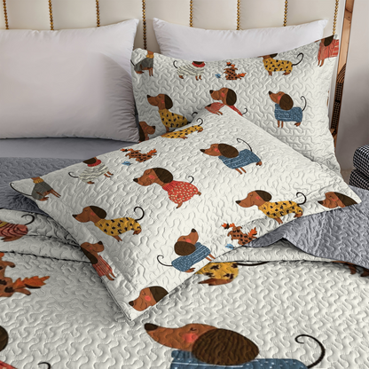 Shineful All Season Quilt 3-Piece Set - Cute Dachshund