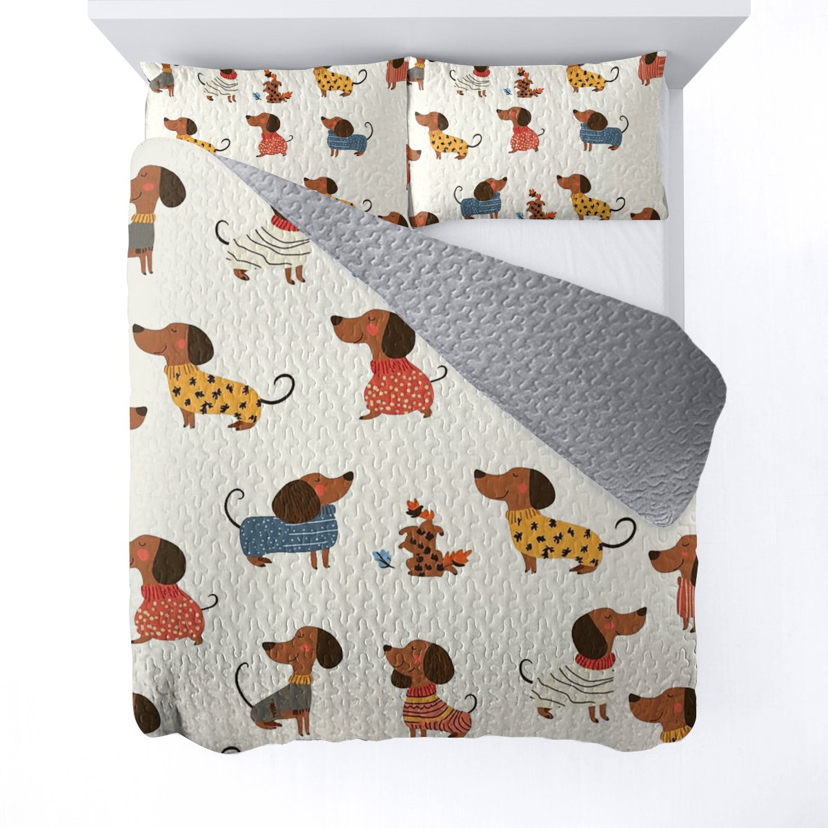 Shineful All Season Quilt 3-Piece Set - Cute Dachshund