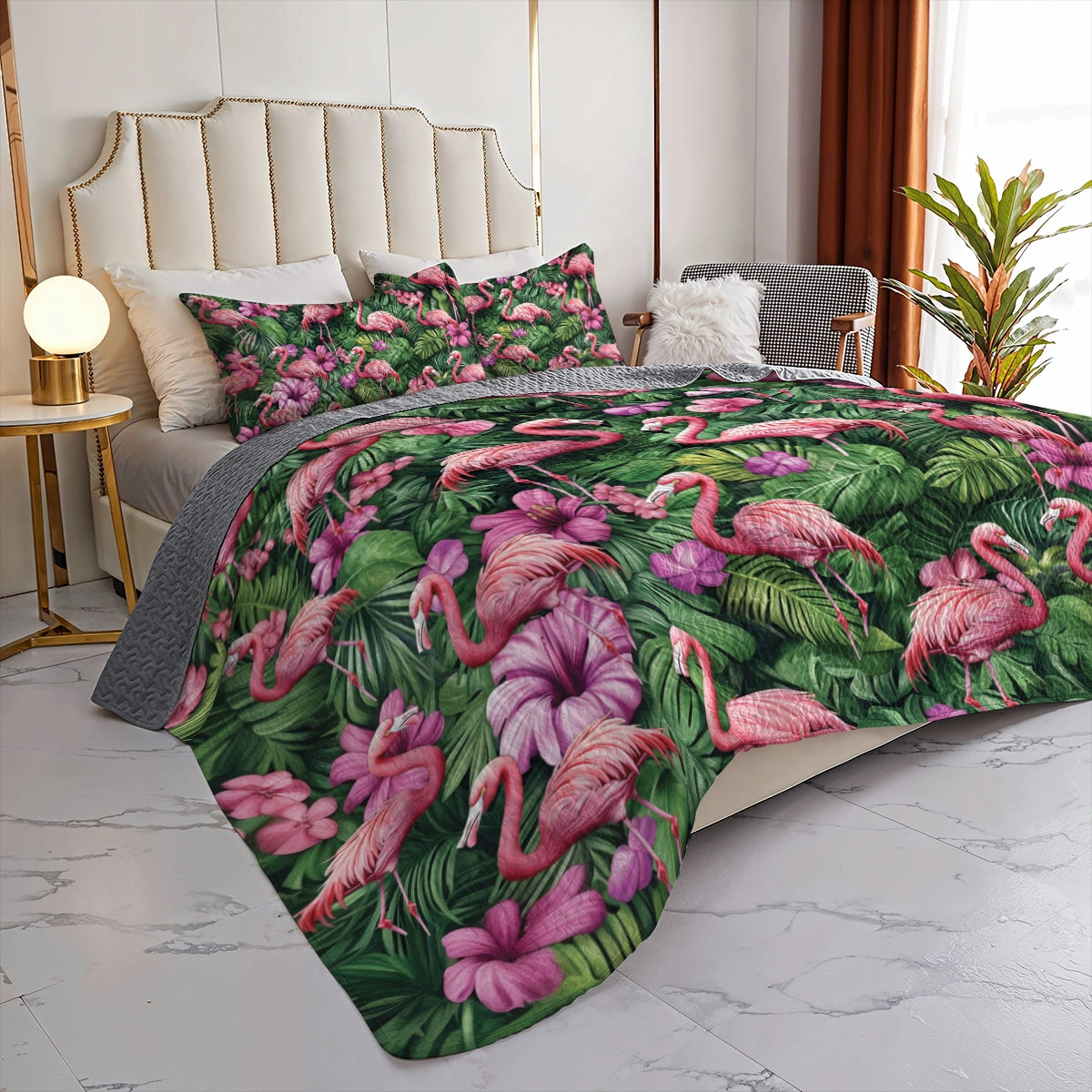 Shineful All Season Quilt 3-Piece Set - Flamingo Oasis