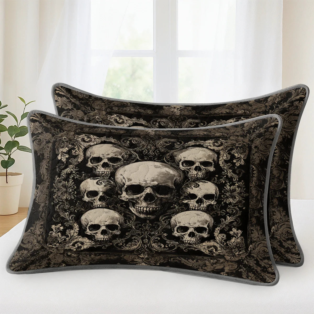 Shineful Quilt 3-Piece Set Gothic Skull Majesty