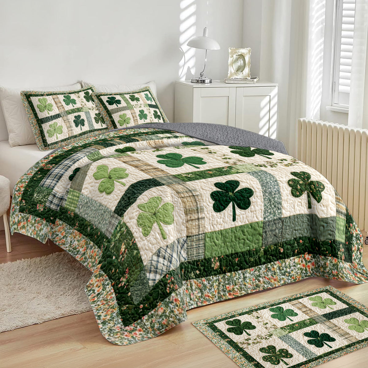 Shineful All Season Quilt 3-Piece Set Green Haven