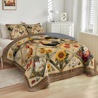 Shineful All Season Quilt 3-Piece Set Vintage Rooster