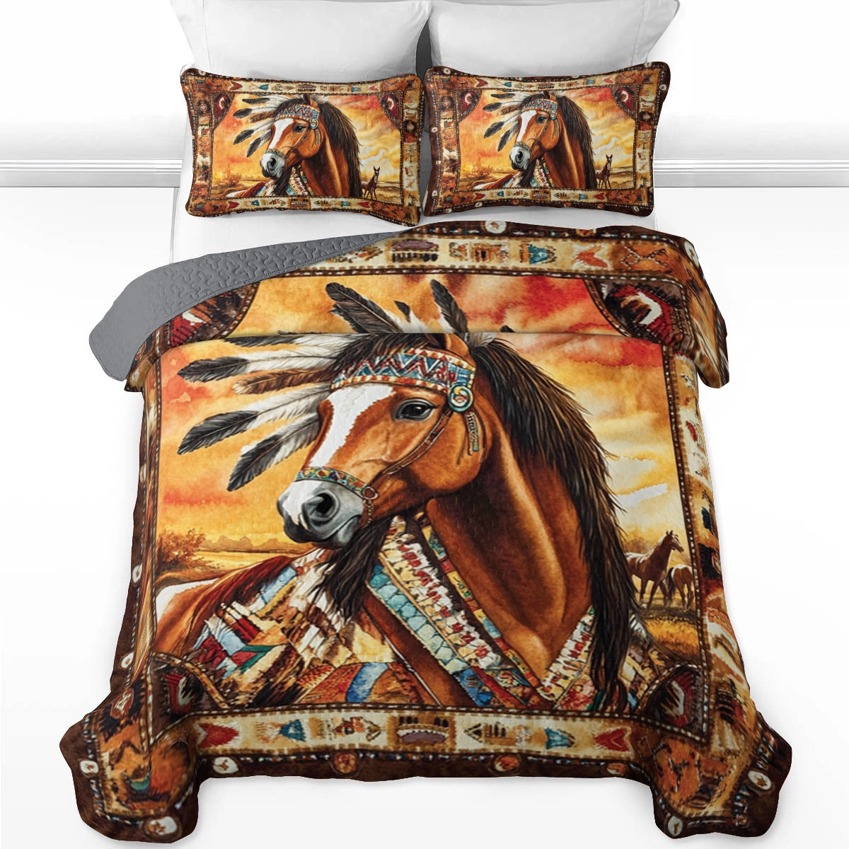 Shineful All Season Quilt 3-Piece Set Majestic Stallion
