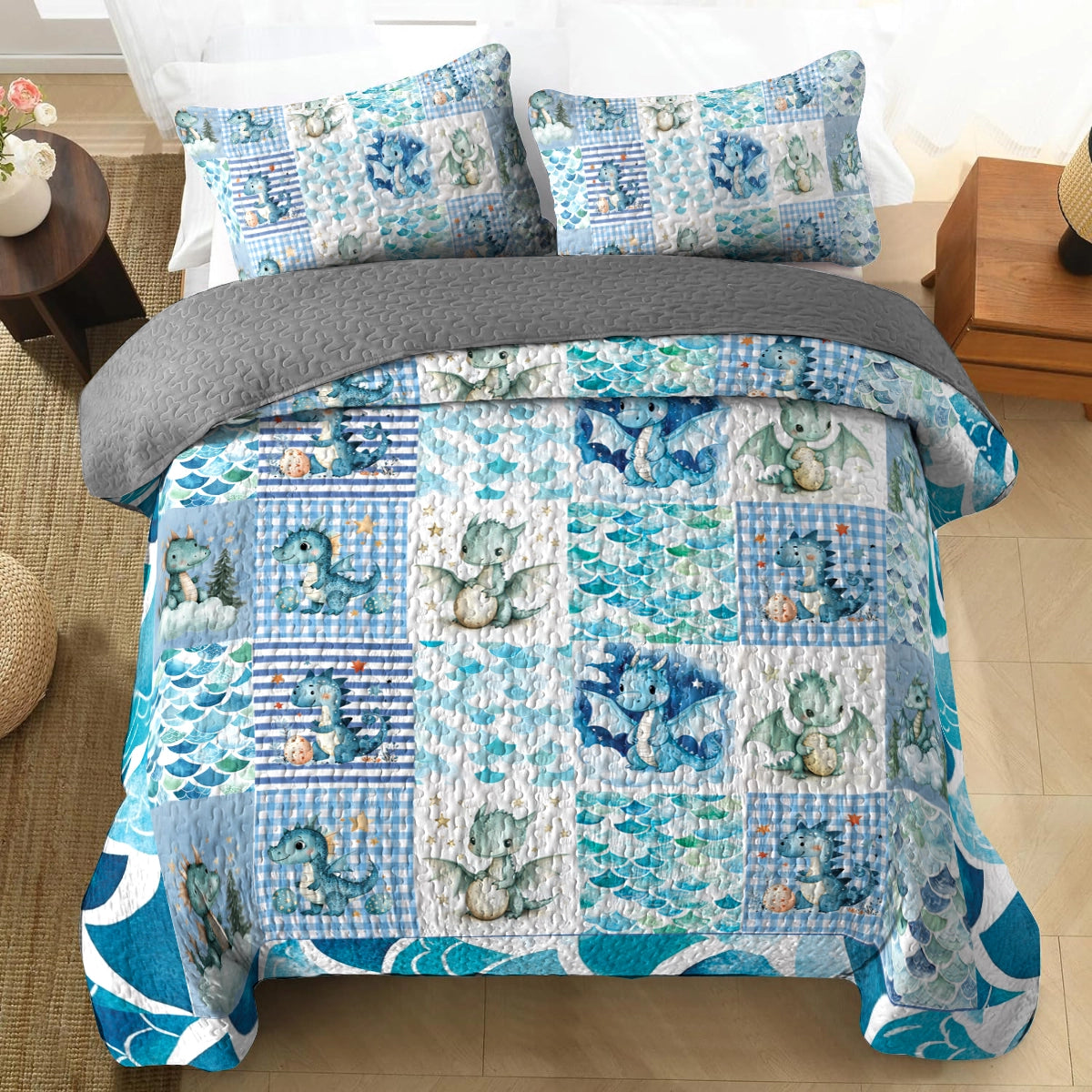 Shineful All Season Quilt 3-Piece Set - Baby Dragon Dreams