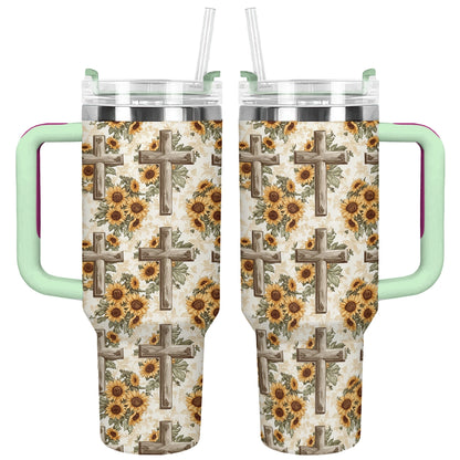 Shineful Tumbler Rustic Sunflower Cross