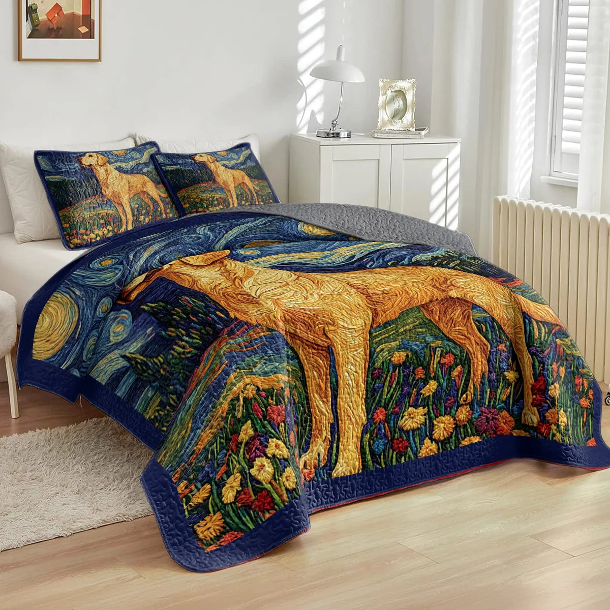 Shineful All Season Quilt 3-Piece Set - Wishing on a Star with My Labrador
