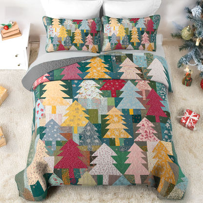 Shineful All Season Quilt 3-Piece Set Rustic Christmas Forest