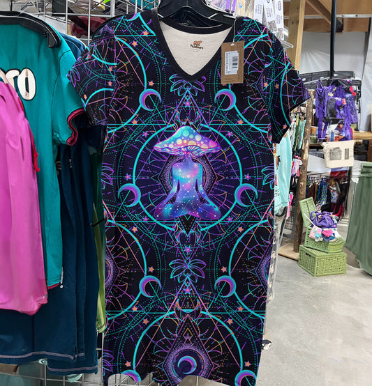 Hippie Pajabears® V-Neck Nightshirts Psychedelic Mushroom Tn22