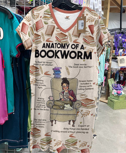 Reading Pajabears® V-Neck Nightshirts Anatomy Of A Bookworm Nt10