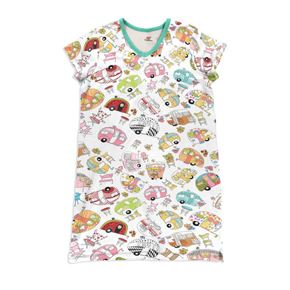 Camping Pajabears® V-Neck Nightshirts Trailer Toss Nt10