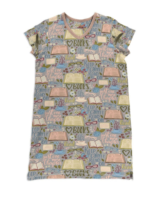 Reading Pajabears® V-Neck Nightshirts Bookshelf Hc2