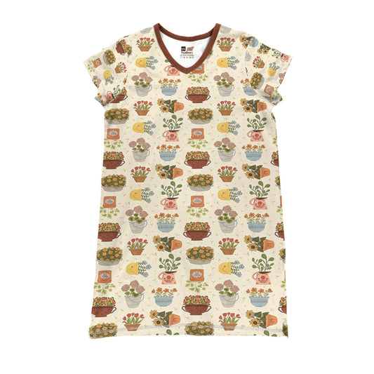 Gardening Pajabears® V-Neck Nightshirts Flower Garden Tn22