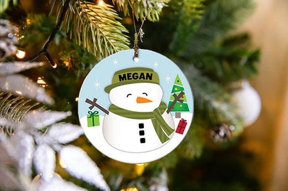 Happy Snowman Personalized Shineful® Wood Decoration Ornament