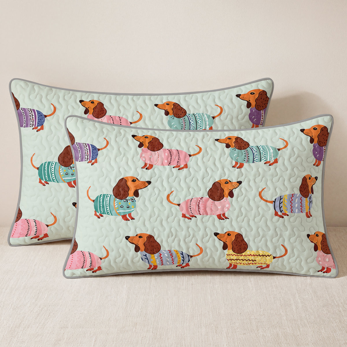 Shineful Quilt 3-Piece Set Colorful Dachshunds