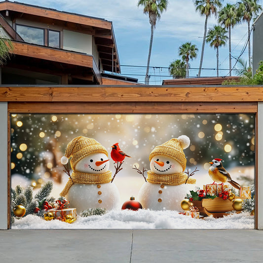 Shineful Garage Door Banner Decoration Elegant Snowy Couple