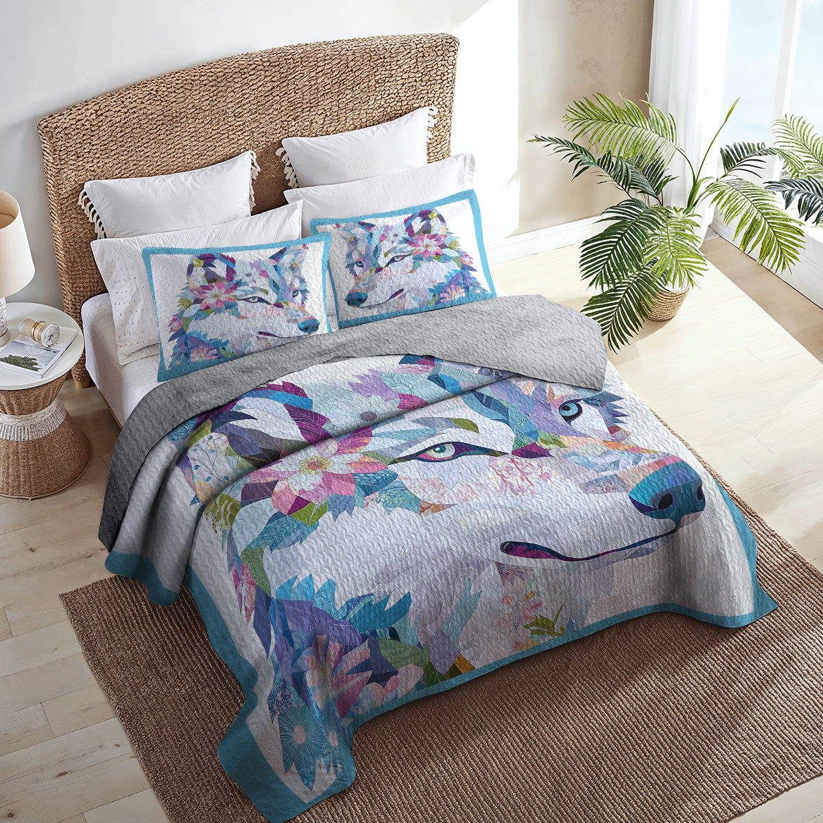 Shineful All Season Quilt 3-Piece Set  Mystical Wolf