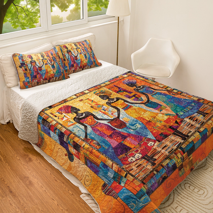 Shineful All Season Quilt 3-Piece Set Dancing Colors