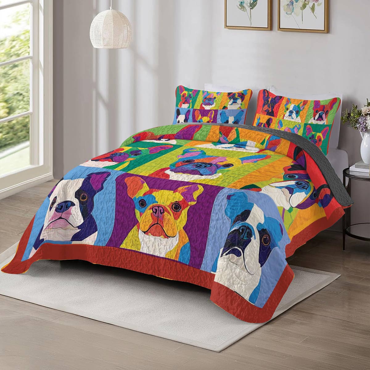 Shineful All Season Quilt 3-Piece Set Vibrant Bulldogs